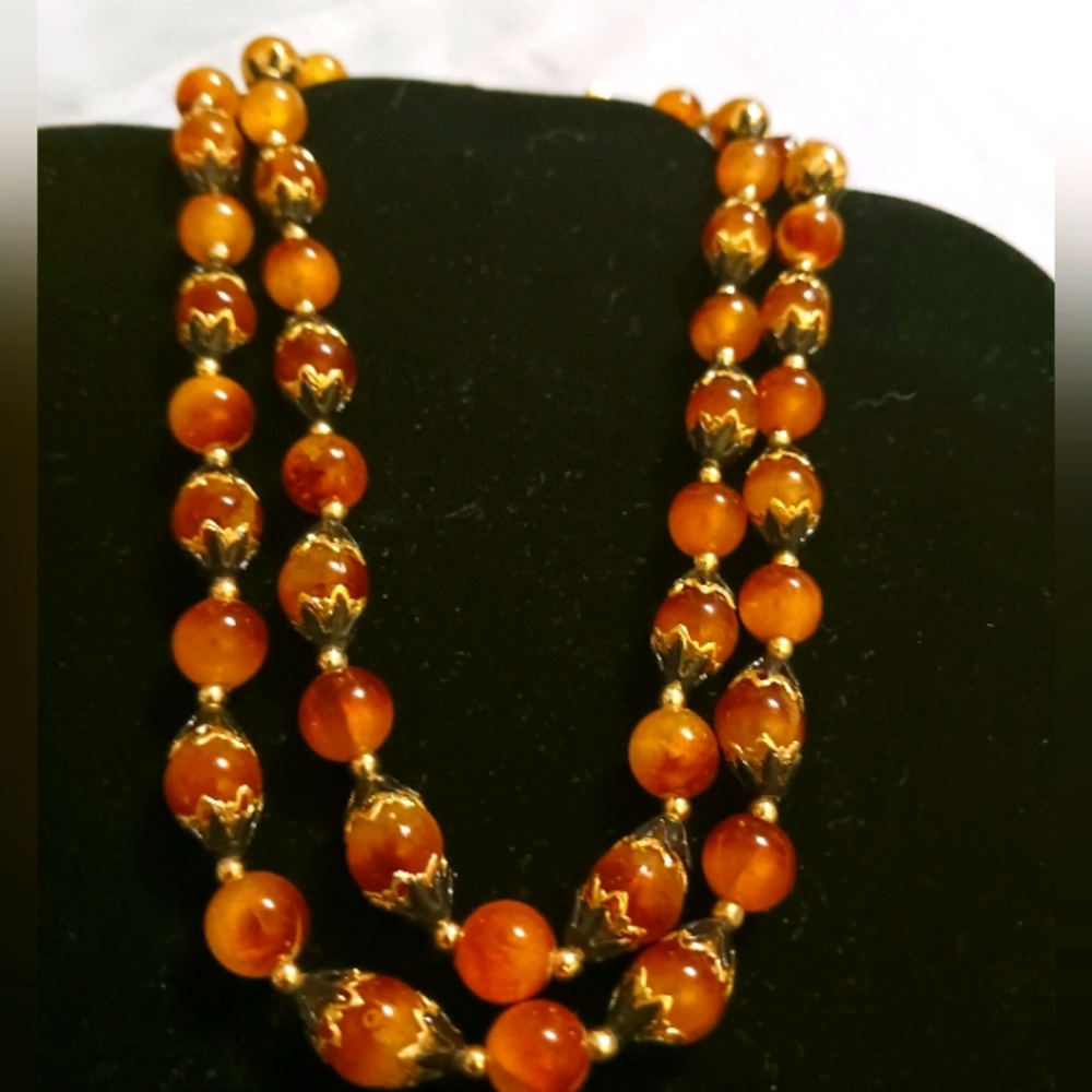 Vintage Hong Kong Double Strand Lucite Beaded Necklace